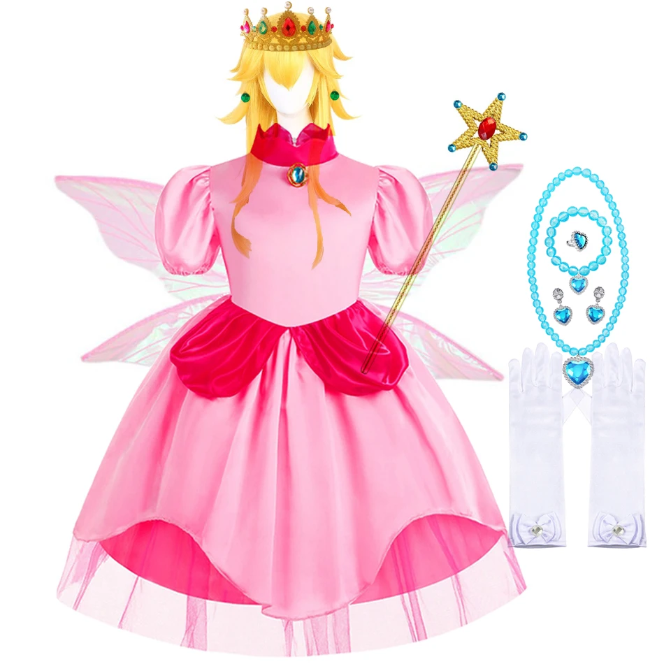 open lace back dress Girls Enchanting Peach Inspired Costume Gown – Mia Belle Girls main image 1