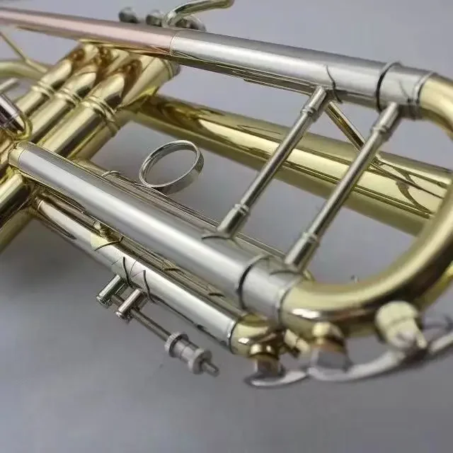 Trompeta stradivari instrumento de LT197GS Bb m&uacute;sica profesional chapado en oro nuevo