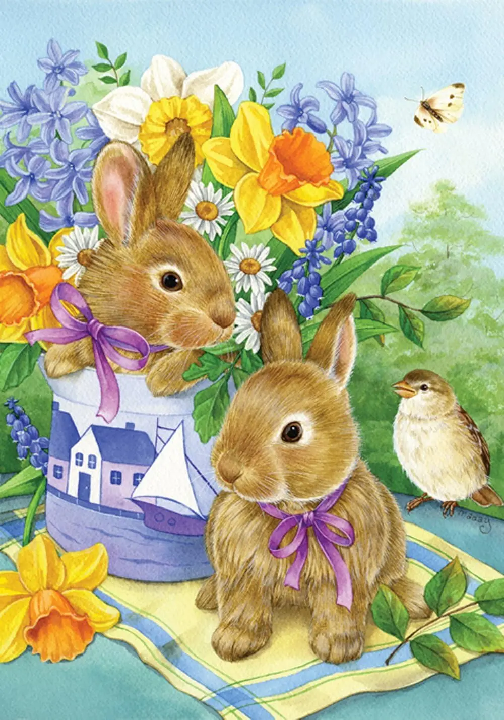 Toland Home Garden Bathing Birds 28 X 40 Pulgadas Decorativo Primavera Verano Flor Pájaro Baño Casa Bandera