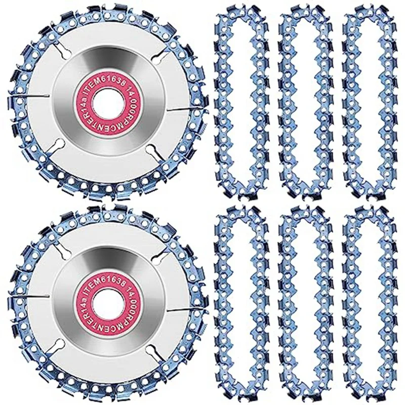 

1 Set 5/8 Inch Wood Carving Chain Disc 4 Inch 22 Teeth Saw Blade Wood Carving Disc With 6 Replacement Saw Chains