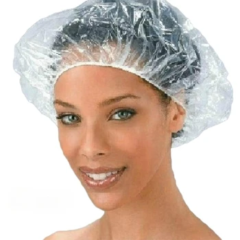 NEW 100pcs Elastic Waterproof Adults Shower Bathing Cap Disposables Spa Home Hair Hat 2