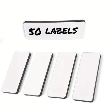 50 pezzi (3,2 x 1,2") - Etichette magnetiche bianche - Strisce riutilizzabili per casa, ufficio, garage, frigorifero, vuoto scrivibile