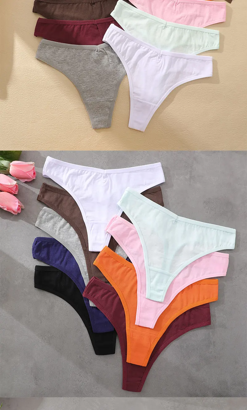 6Pcs/Set Women‘s Cotton Seamless Pantys Sexy Low Waist Soft Comfortable Thongs Fashion Girl Breathable Intimates G-Strings