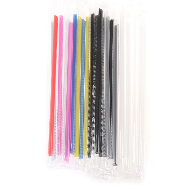 Clear Individually Wrapped Drinking Pp Straws Tea Drinks Straws Smoothies Jumbo Thick Holiday Event Party 100pcs disposable plastic straws