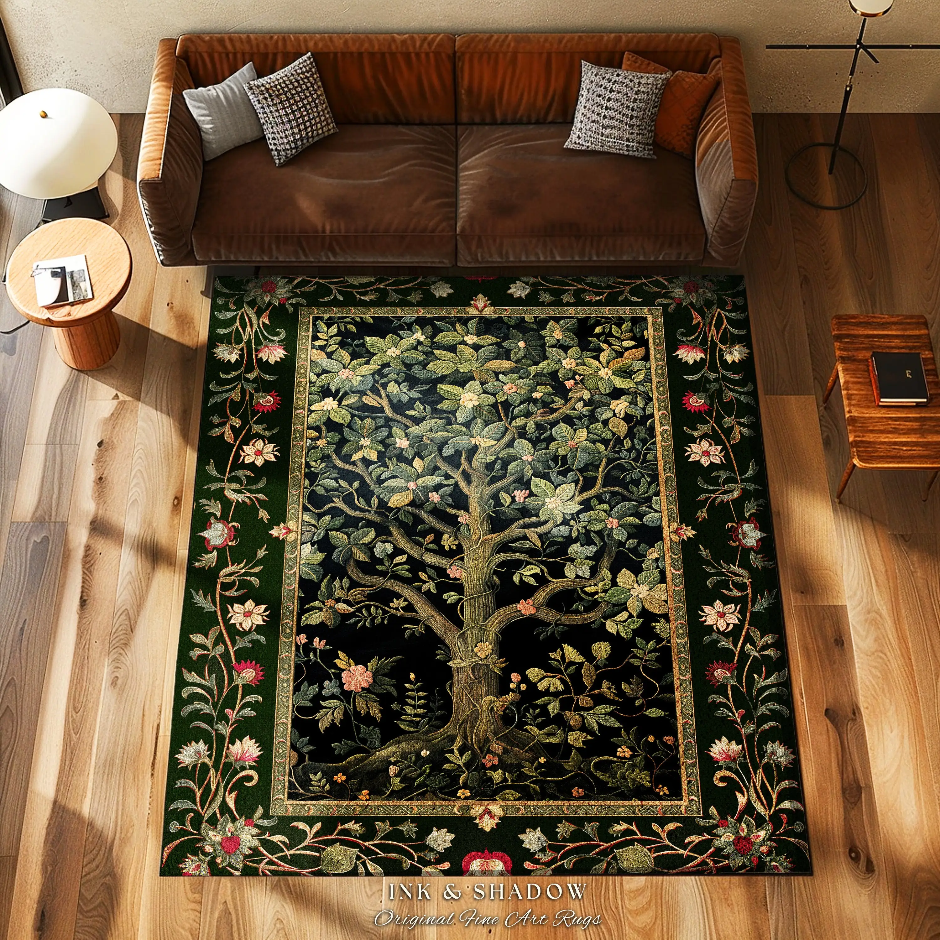 Elegant Botanical Accent Rug Bohemian Aesthetic Living Room Home Decor ...