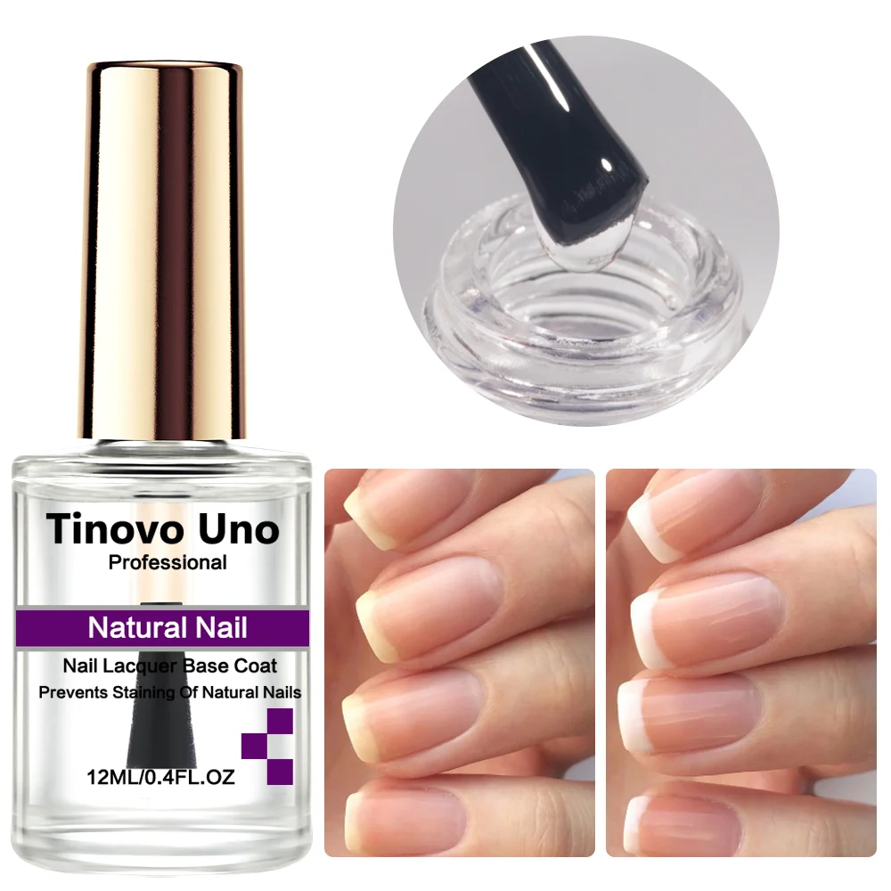 Nail Polish Tinovo Uno Natural Base Coat Regular Quick Dry Enamel Super Shine Painting Varnish Hardener Manicure