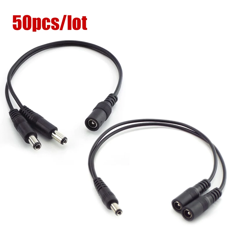 

5.5mm 2.1mm 1 Female to 2 male way Male 2 female DC Power Splitter connector Plug adapter Cable for LED strip wholesale B3