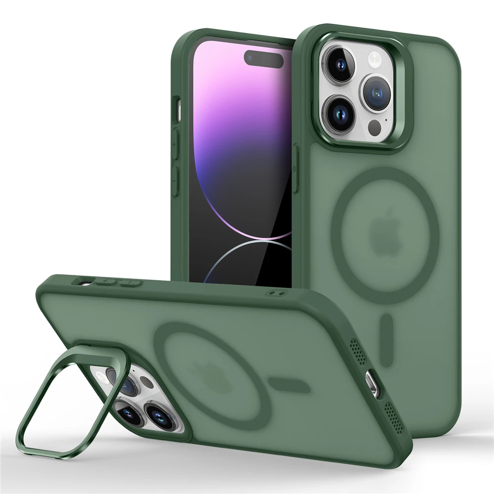 Magnetic Metal Lens Stand Holder Case with Magsafe and Matte Skin