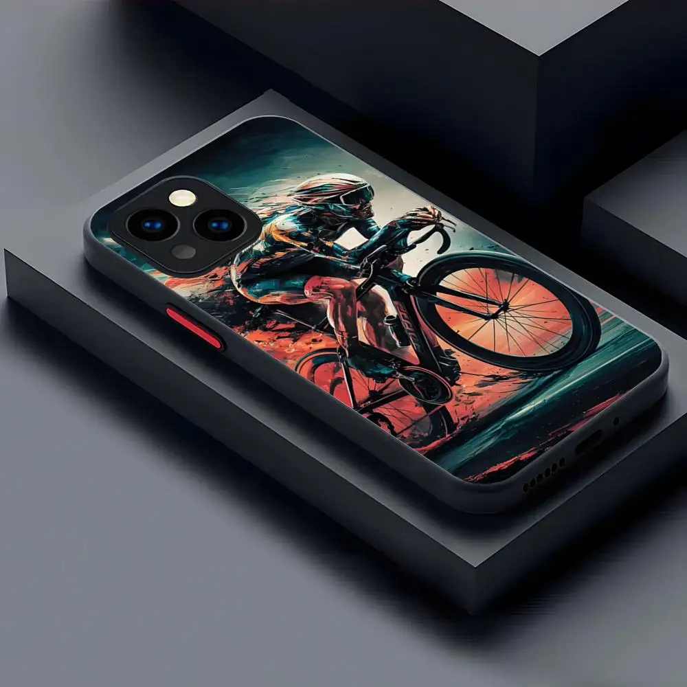 Bicycle Cycling Art Matte Transparent Phone Case Back Cover
