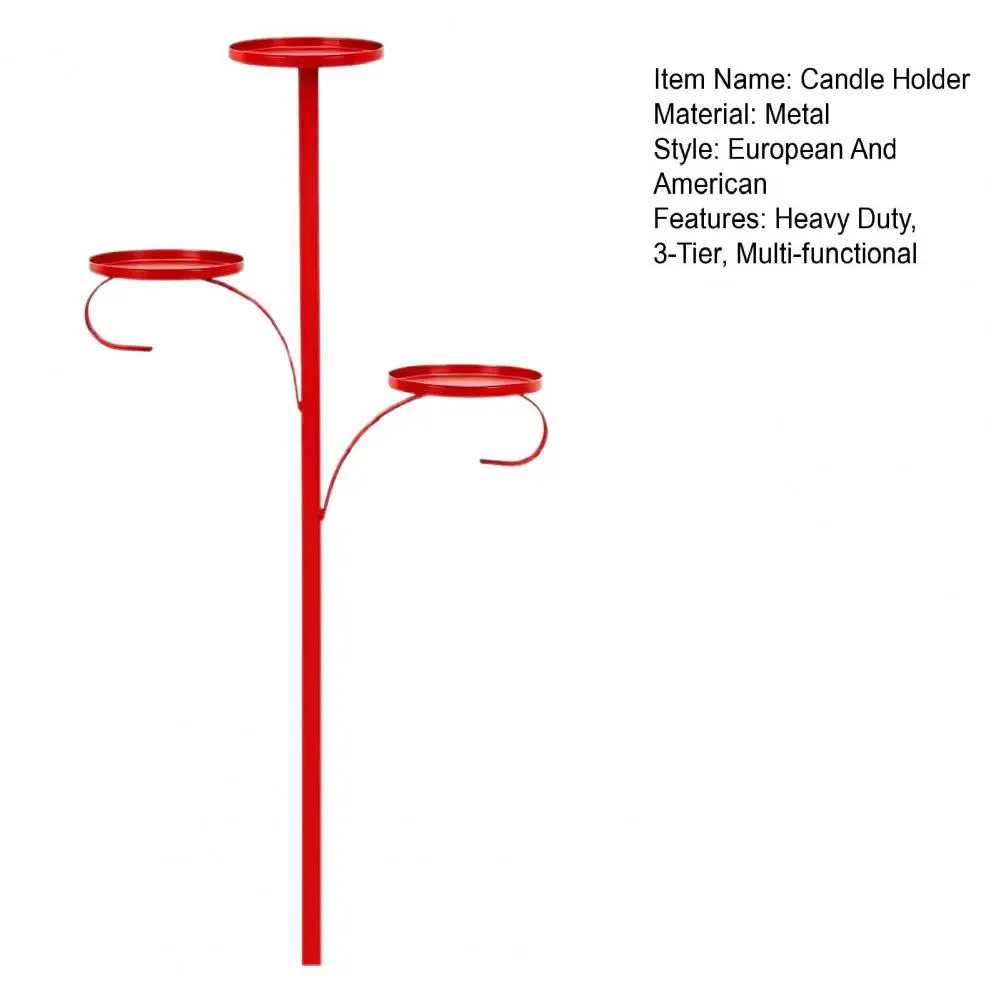 90cm Christmas Tree Topper Candle Holder 3-Tier Metal Triple Candle Tree Topper Shelf Candelabra Xmas Tree Topper Decoration