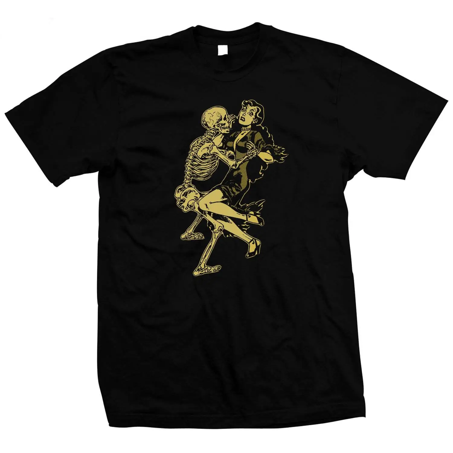 Frisky Skeleton Dance Schermato A Mano Pre-Ristretto 100% Cotone