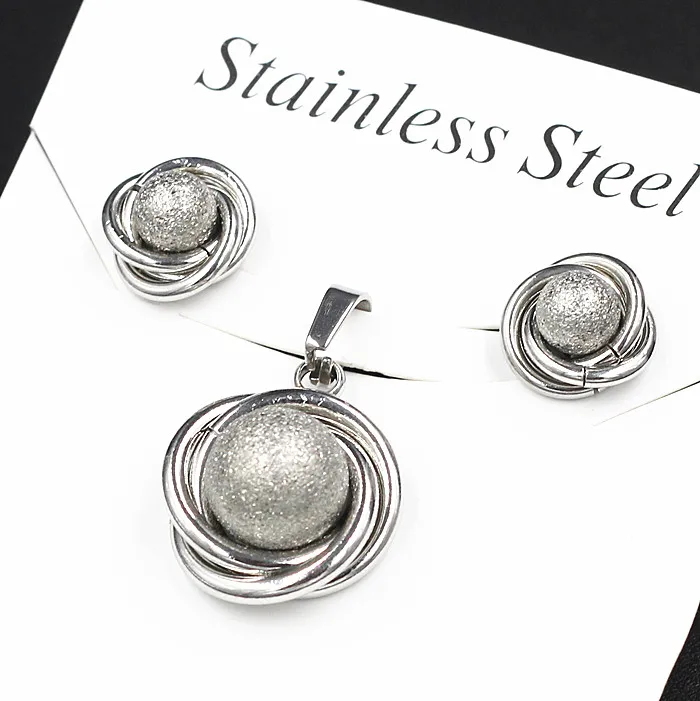 Earring Ring Sets Earrings For Women Stainless Steel Gold Color Ball Twisted With Chain Pendants Necklace
