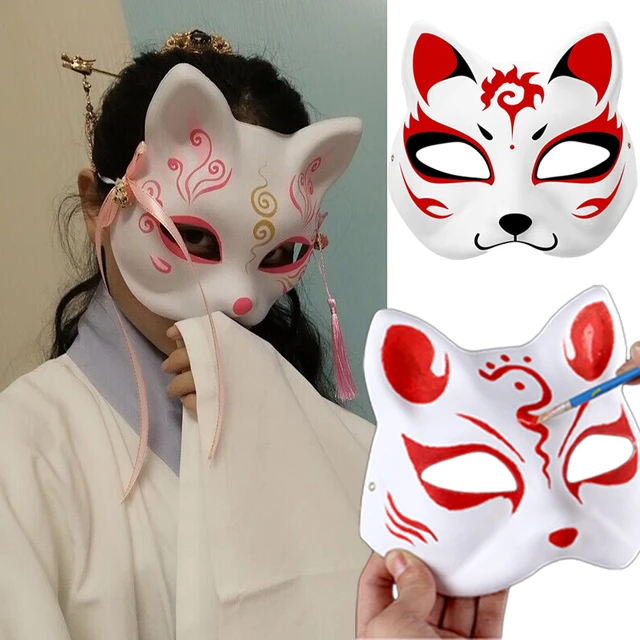 5Pcs Masks Blank Cat Mask DIY White Plain Party Cosplay Painting