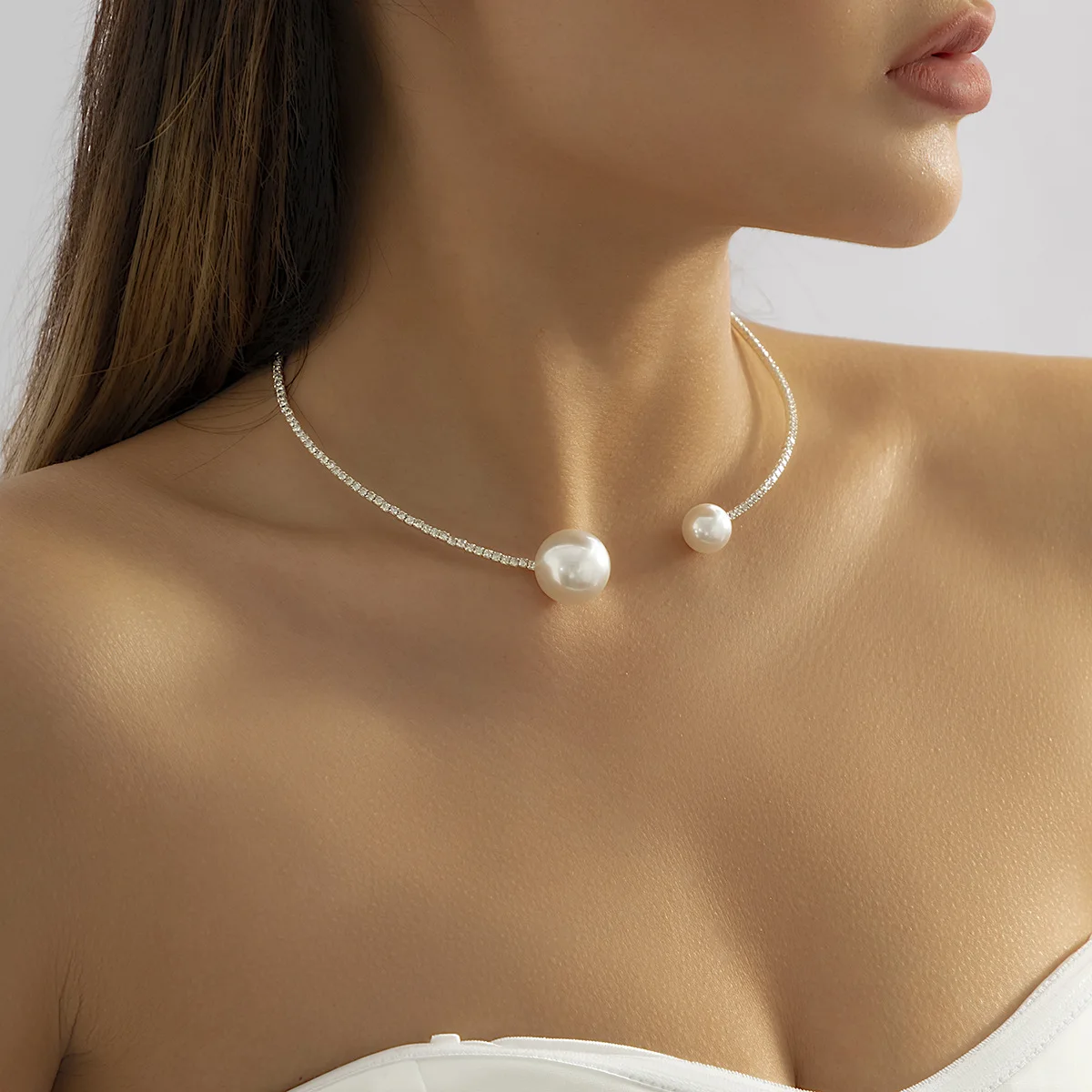 DIEZI Fashion Imitation Pearl Torques For Women Gold Silver Color Choker Statement Chain Collar Necklace Jewelry women jewelry