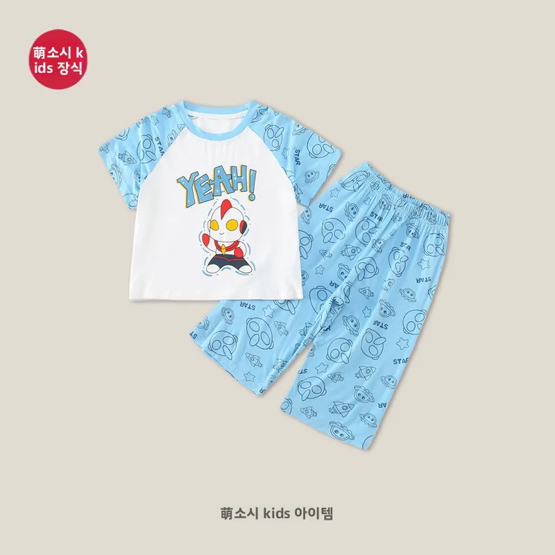어린이 여름 잠옷 모달 반팔 얇은 새로운 2026 소녀 소년 가정 의류 에어컨 야외 활동에 적합