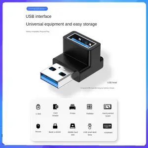 1 шт., Переходник USB под прямым углом 90 градусов, 10 Гбит/с