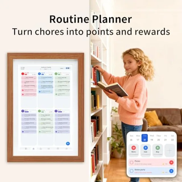 Digital Calendar and Smart Chore Chart, 10.1'' Touchscreen Family Organizer with Multi-Calendar Sync, Reward System, Photo Fram