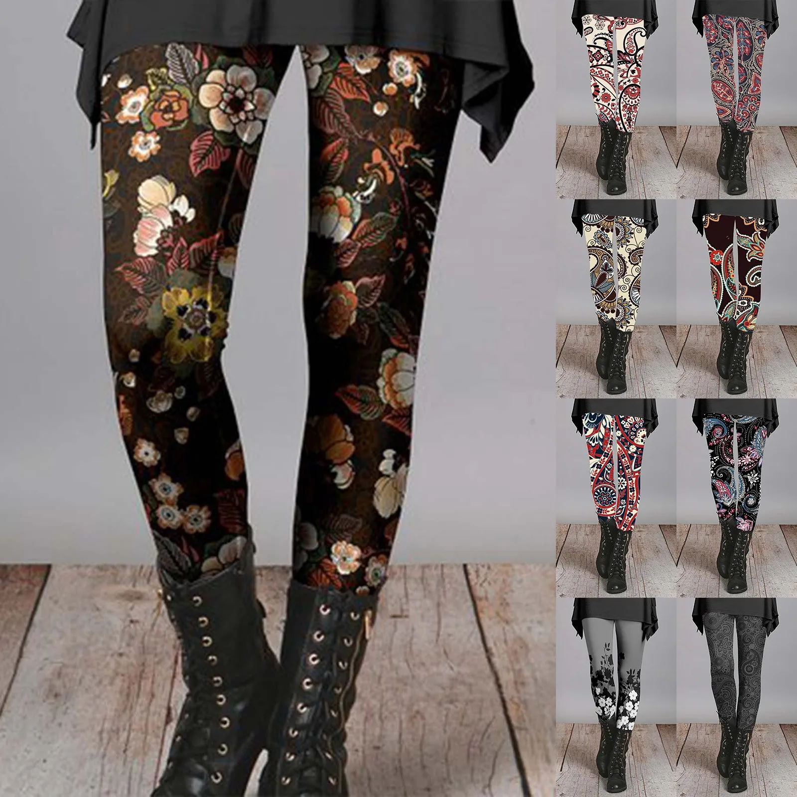 Women's Autumn And Winter Leggings Artistic Splash Printed Soft Stretchy Pants