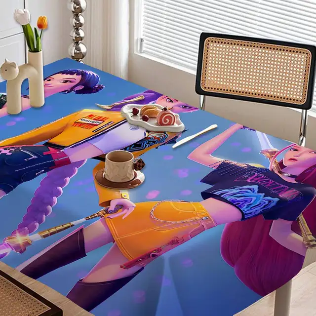 KPop d-demon h-hunters nappe imperméable résistant aux taches décoration de fête Restaurant café Table à manger nappes 90X140 cm 2