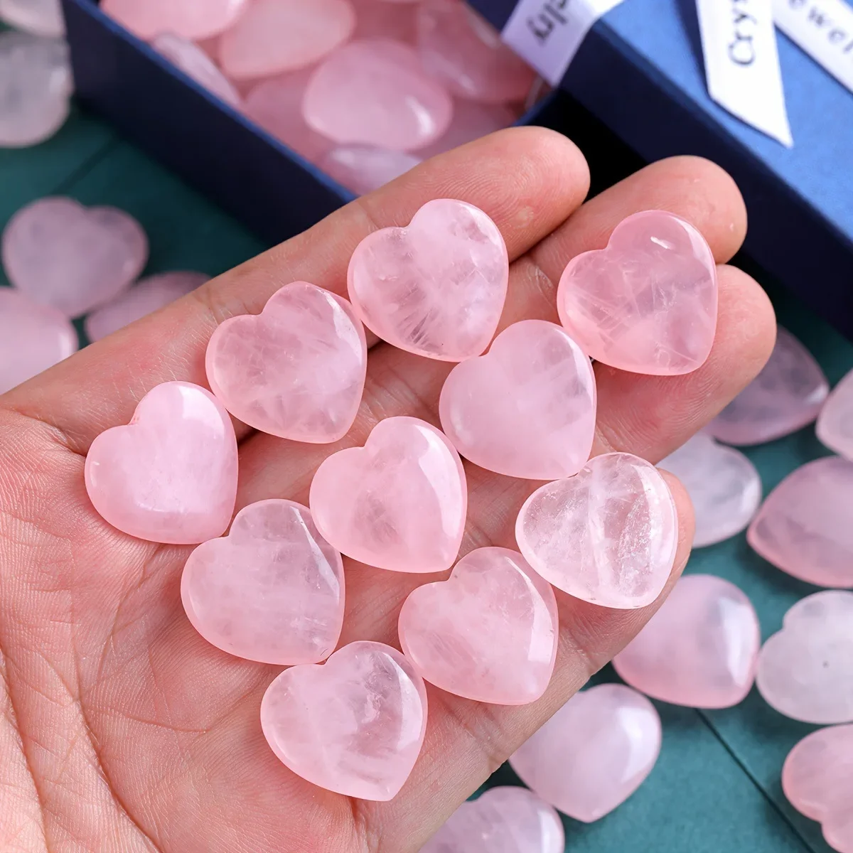 10/20/30PCS Rose Quartz Heart Natural Crystal Gift Set Polished Stones Healing Reiki Gemstone Valentine Gift For Women 4