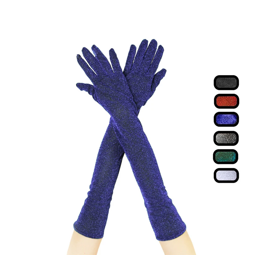 

Multicolor Net Yarn Breathable Translucent Starry Night Glitter Party Style Polyester Long Gloves Stage Leading Role 50CM Mitten