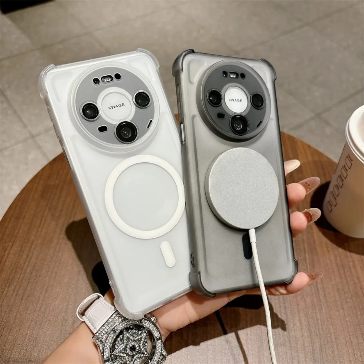 Matte Shockproof Magnetic Phone Case with Lens Protector