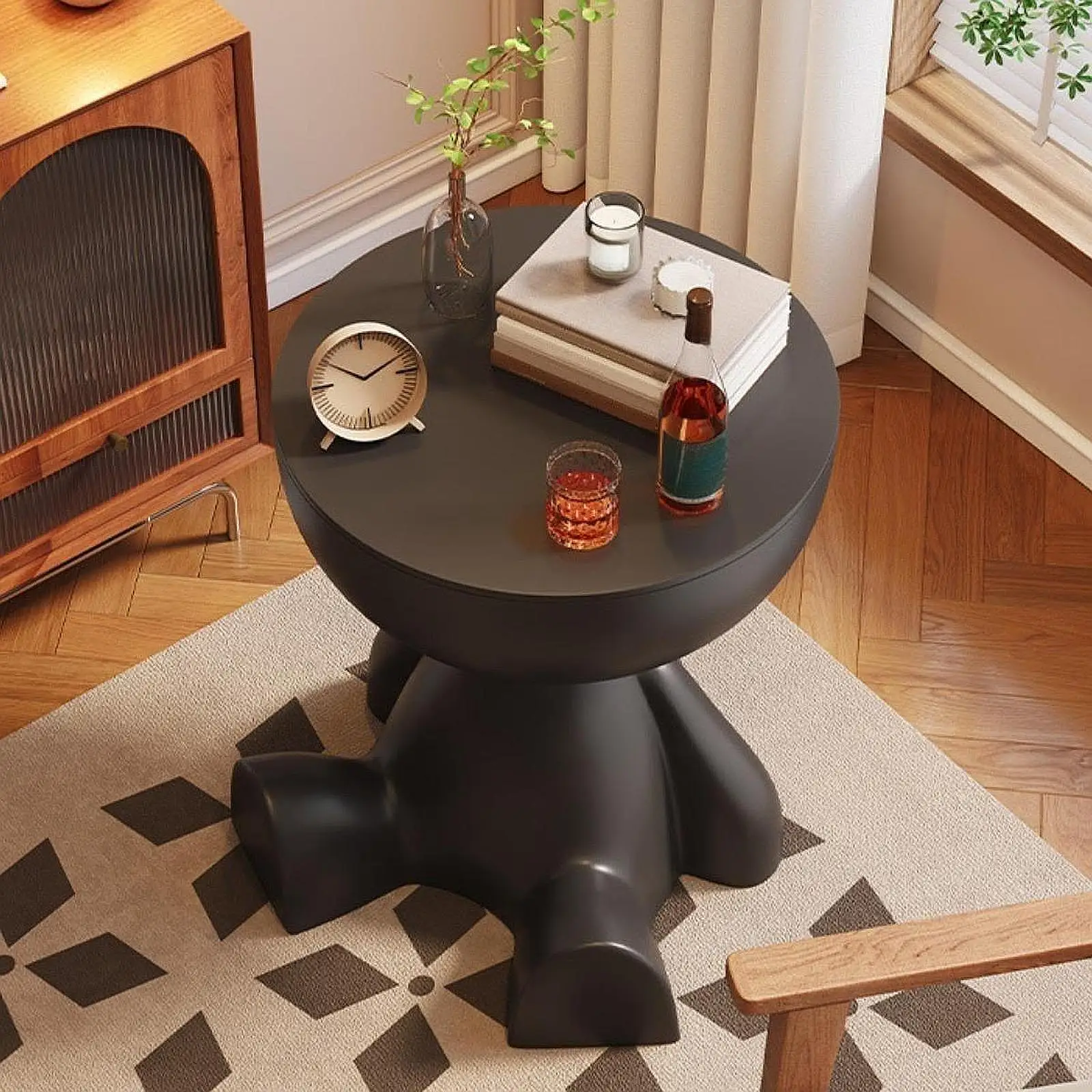 Side Table Flat Head Bedside Table Household Sofa Side Rack Bedroom Balcony Movable Mini Table Small Apartment Movable Tea Table 2