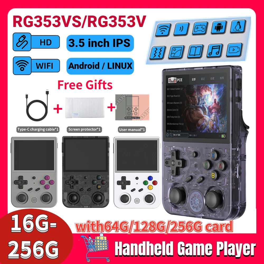Rg353v Rg353vs 3.5inch Retro Mini Handheld Game Player Builtin 20