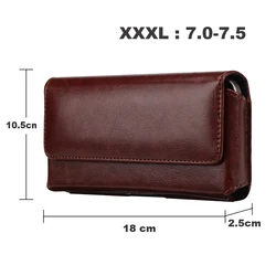 Universal Leather Mobile Phone Holster Belt Clip Case - Men's Waist Bag Cover (Brown XXXL)