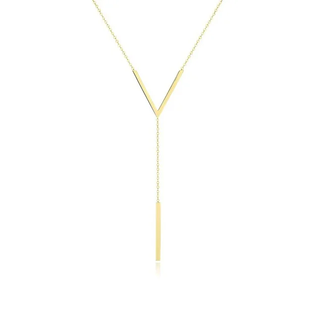 SUMENG New V-shaped Long Sexy Clavicle Gold Colour Chain Necklace Choker for Women 2024 Fashion Jewelry Party Gifts 5