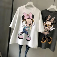 Disney New Minnie Kawaii Fun Women's Printed T-shirt Fashion Summer Cartoon Minnie Top Y2K Women's Extra Large Cotton T-shirt - Image 2