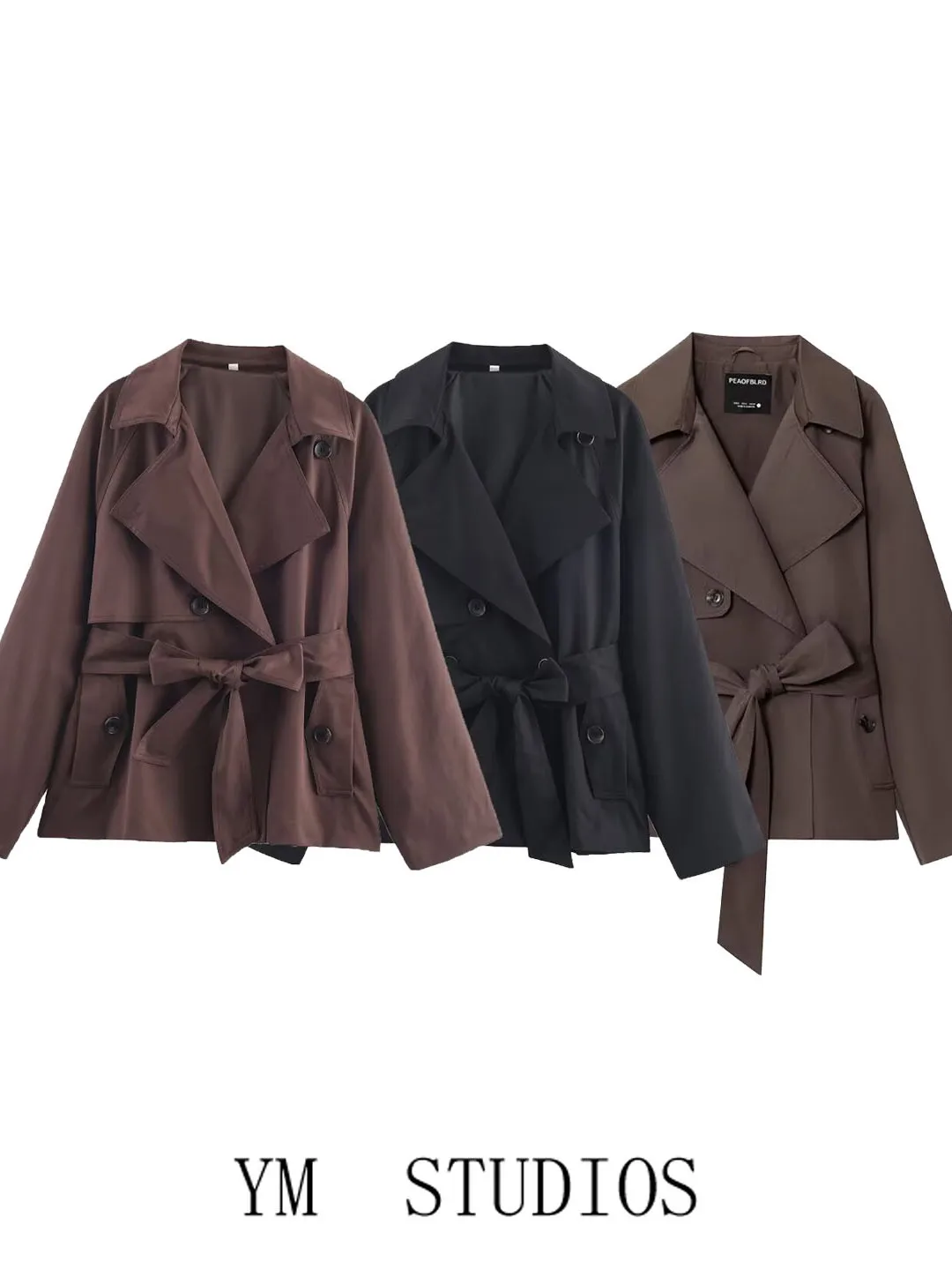 Women's Casual Waist-Cinching Double-Breasted Coat Spring Autumn Workwear Outerwear Trendy Long Sleeve Suit Collar Regular Le...