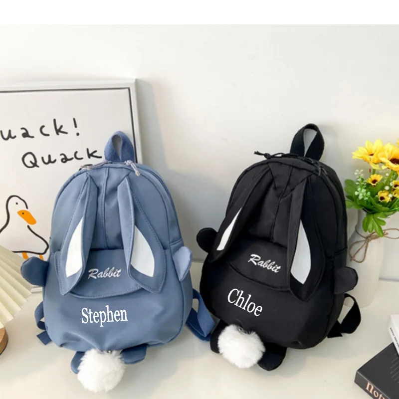 

Personalized Bunny Backpack Embroidery Kids Cartoon Cute School Bag Custom Name Treats Bag for Easter Baby Girls Gift Bag