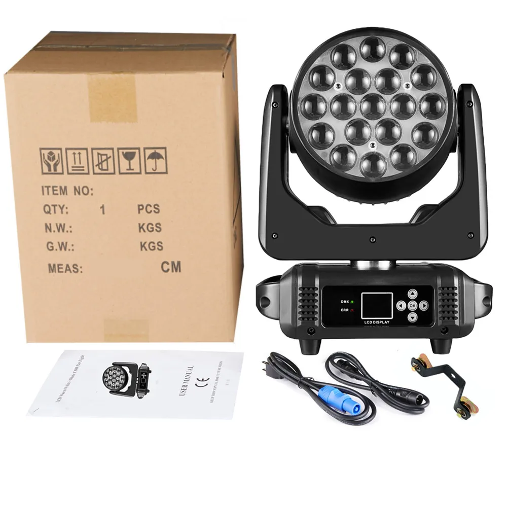 Dmx512 19 x15w led wasch zoom rgbw beweglicher kopf licht bühnen scheinwerfer für dj lichter nachtclub disco