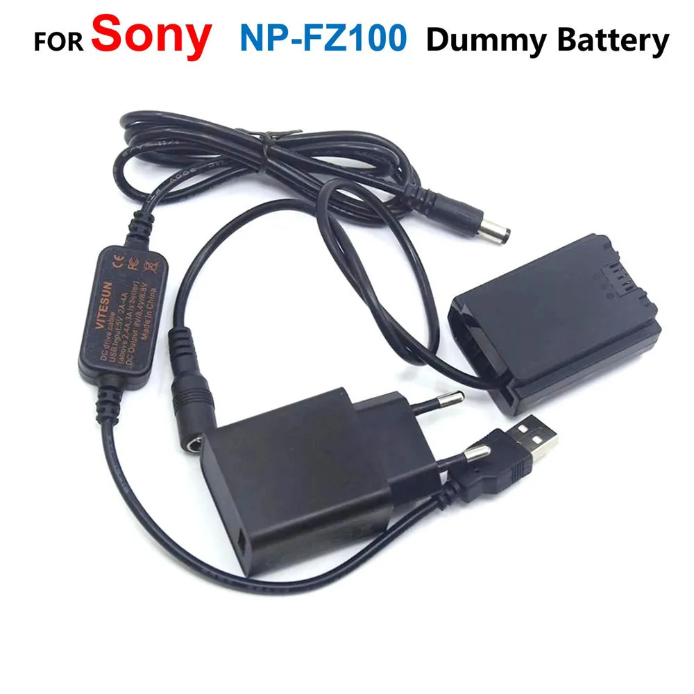 

FZ100 NP-FZ100 Dummy Battery+Quick Charger+USB Power Cable For Sony Alpha A7C A7R5 A9 A7RM3 A7RIII A6600 A7M3 ILCE-9 A7M4 A7IV