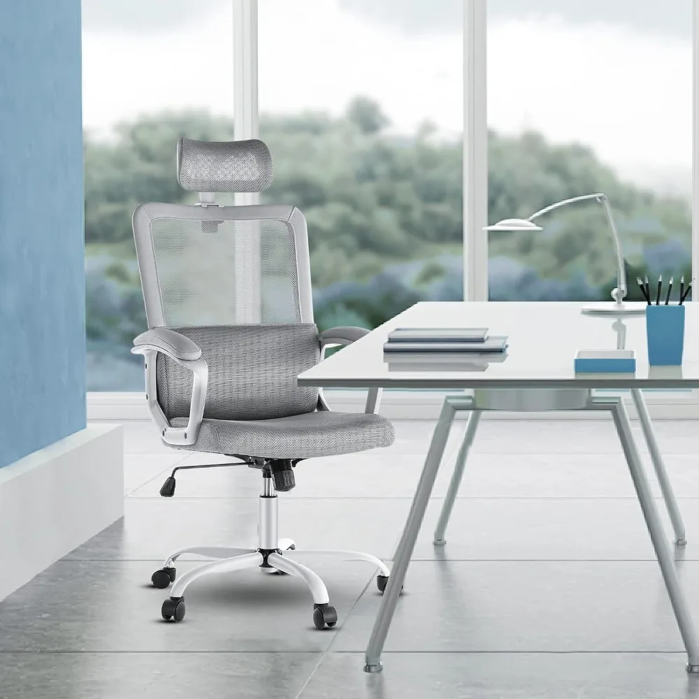 Office Desk Computer Chair, Ergonomic High Back Comfy Swivel Gaming Home Mesh Chairs with Wheels, Lumbar Support