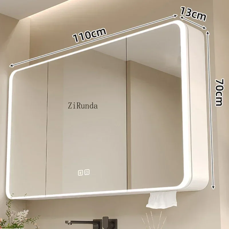 Modern Simplicity Smart Bathroom Mirror Cabinet Arc Aluminum Anti-fog Anti-rust Mirror Cabinet Home Furniture أثاث حمامات FYBC