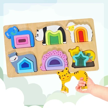 3D Wooden Jigsaw Educational Toys Montessori Toys for Kids Games Animal Shape Puzzle Toys Children Christmas Holiday Gifts 3