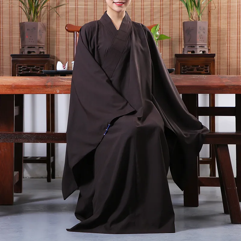 Buddhist Monk Robes Linen Robe Monks Gown Costume Chinese Traditional Women's Clothing Zen Kung Fu Robes Meditation Clothing Uni