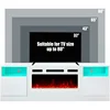 TV Stand with Fireplace, LED Light Entertainment Center with 36" Electric Fireplace, 70" Modern Wood Entertainment Stand 5
