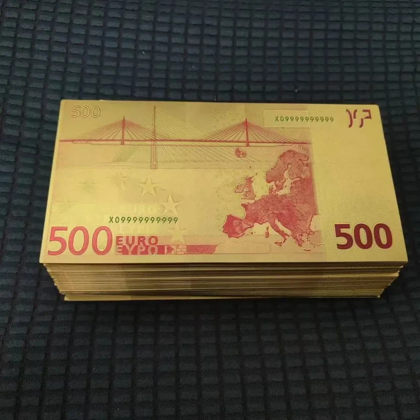 Description Picture 3 of item20/50/100pcs 500 EUR Gold Banknotes In 24K Gold Fake Money for Collection Gold Copy Currency Bill Money Collection