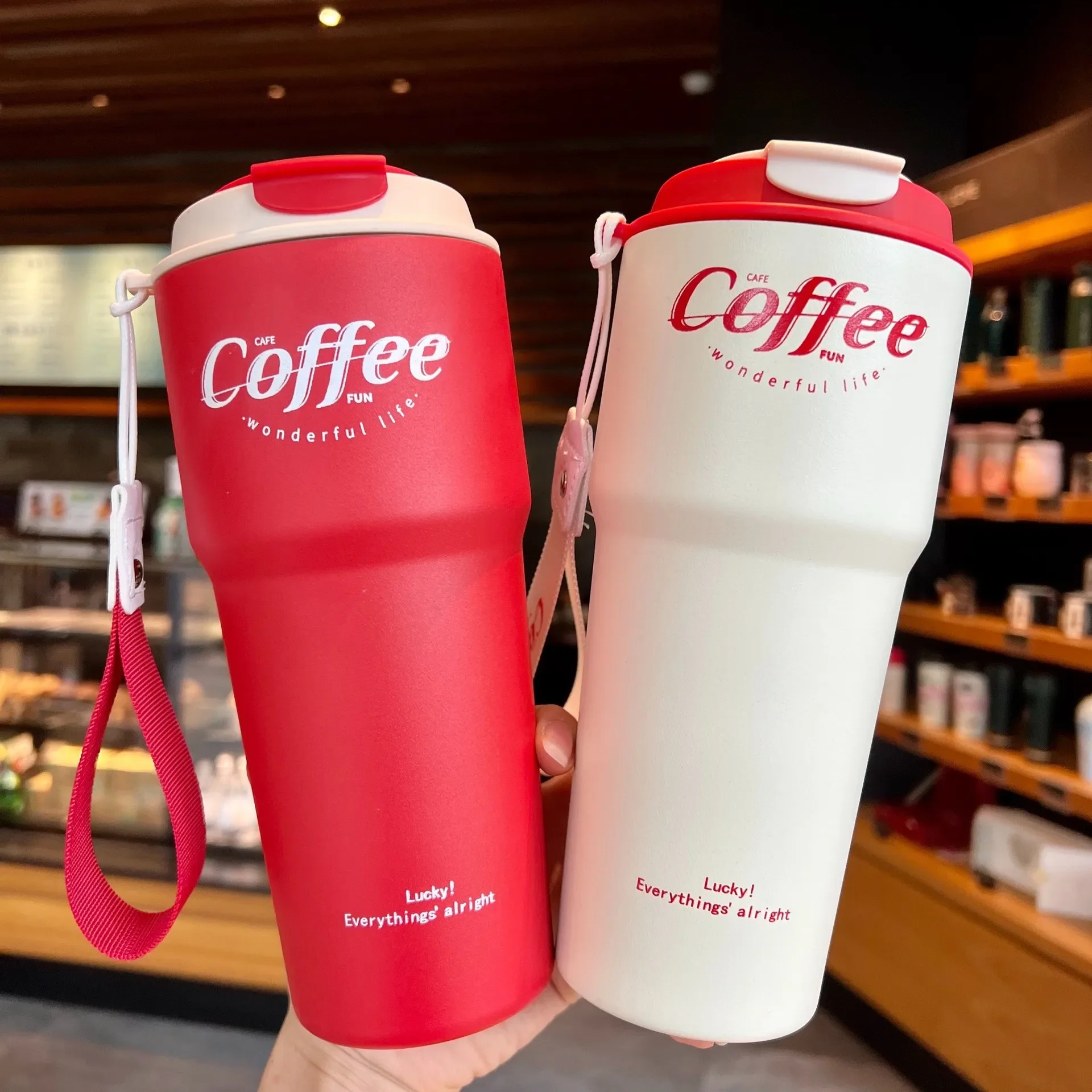 Tazza Da Viaggio Termica 1000ml In Acciaio Inox - A Prova Di Perdite, Con Manico E Cannuccia, Per Auto