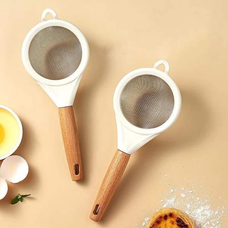 Flour Sieve Sugar Powder Juice Soybean Milk Foam Filter Fine Screen Wooden Handle Kitchen Baking Tools flour sifter,baking tools,mesh strainer,fine mesh strainer,powder sieve