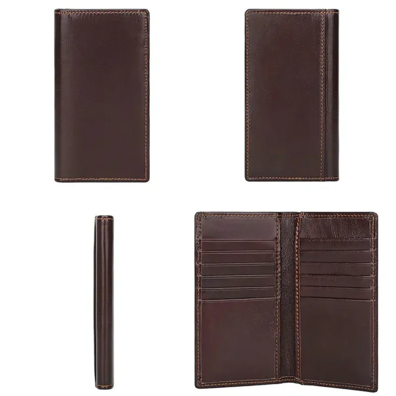Vintage Leather Long Wallet with Coin Purse, RFID Blocking Card Holder