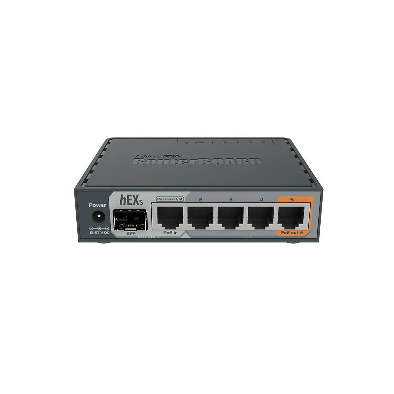 

MikroTik RB760iGS hEX S ROS Gigabit Ethernet Router with 1xSFP Port, 5x10/100/1000Mbps Ports,
