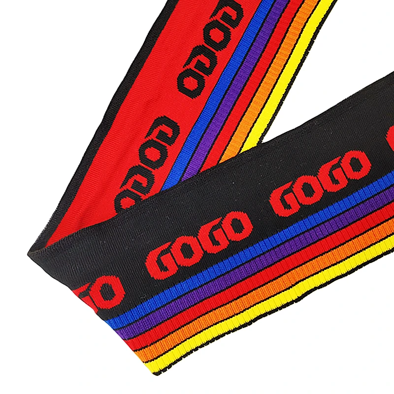 Фото JIETAI-Rainbow Stripe Двусторонняя жаккардовая швейная ребристая ткань с буквами, вязаное пальто своими руками, аксессуары для ткани, воротник №4