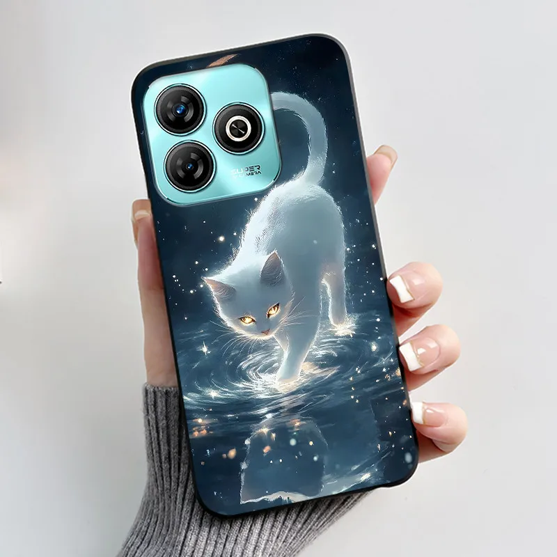 Aesthetic Cute Cat Black Shockproof Silicone Back Cover