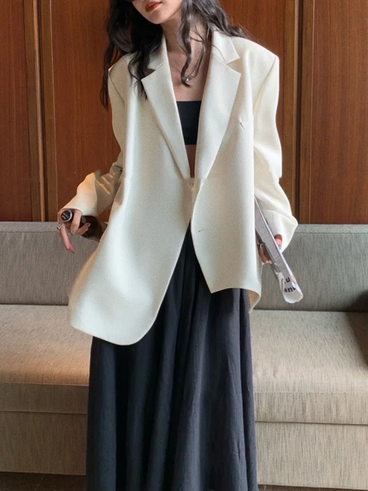 BZVW Asymmetric Designer Blazer Coat For Women Clothing 2024 Spring Autumn New Trend Loose Versatile Solid Color Blazers 25X4116