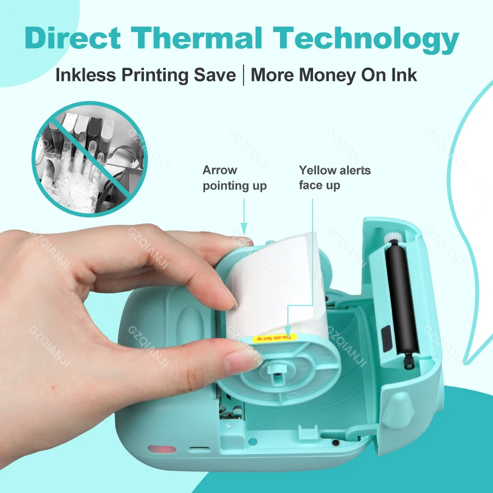 Portable Thermal Label Printer 2 inch Printing Wireless Bluetooth MINI Print Pocket Label Sticker Android IOS Maker with Papers