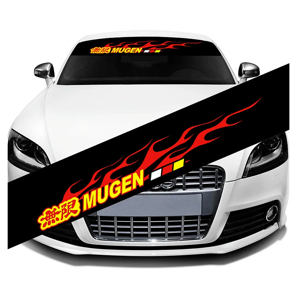

JDM Спорт Mugen Power Flame JS гоночные наклейки автомобиль переднее ветровое стекло Спортивная наклейка графика Подходит для Honda Civic CRV HRV CHZ City